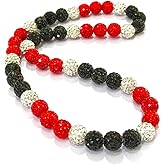 NUSTTAL Baseball Necklace for Boys Men Bling Ice Collection Cross Pendant Necklace for Women Rhinestone Clay Beaded Discoball Accessories Gifts for Baseball Team Players Lovers