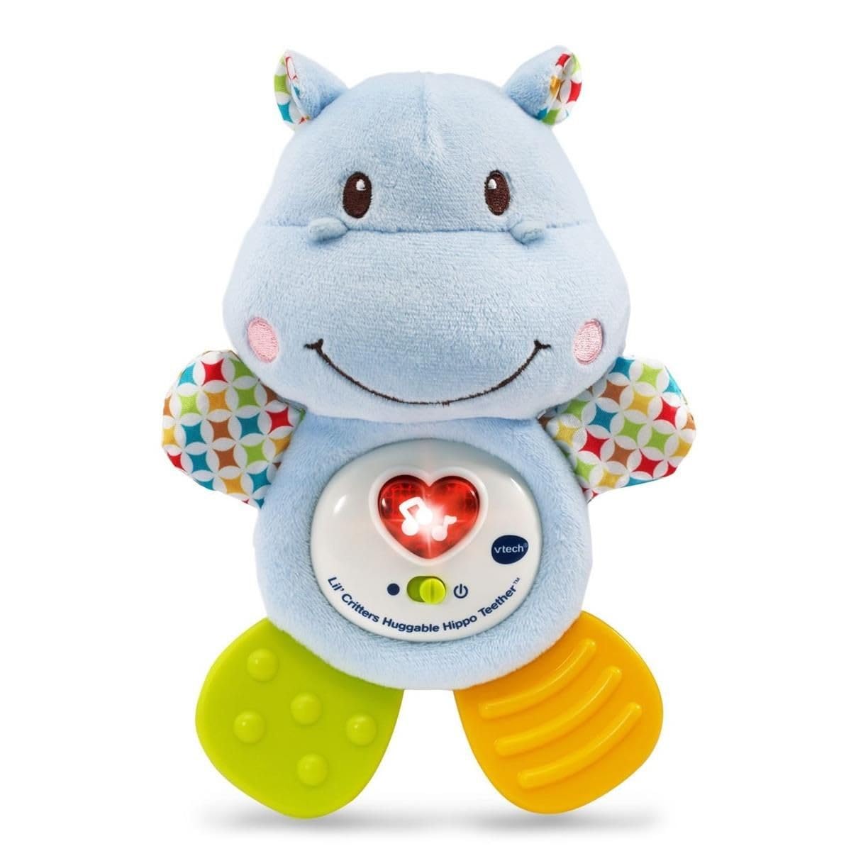 Vtech Little Friendlies Happy Hippo Teether | Teething & Sensory Toy for Babies with Sound & Music | Great For Motor Development & Suitable For Ages 3 - 12 Months (Blue)