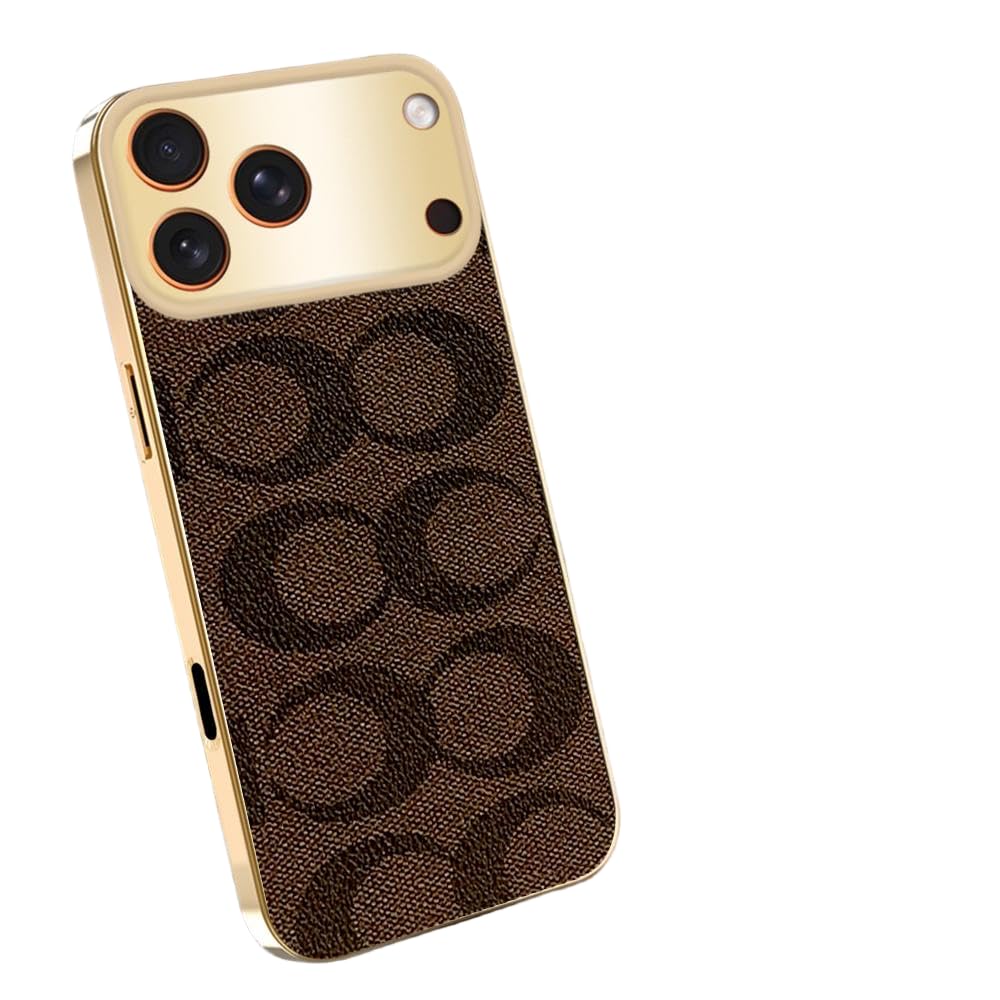 Sriyso Case for iPhone,Vintage PU Leather,Camera Protection,Electroplating Frame Wear-Resistant Anti-Fingerprint Shock Absorption Cushion Military Grade Drop Shockproof Cover（Brown,iPhone 13 Pro Max