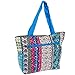 Silverhooks Womens Boho Patchwork Beach Tote Bag w/Turquoise Trim (Multi Color)