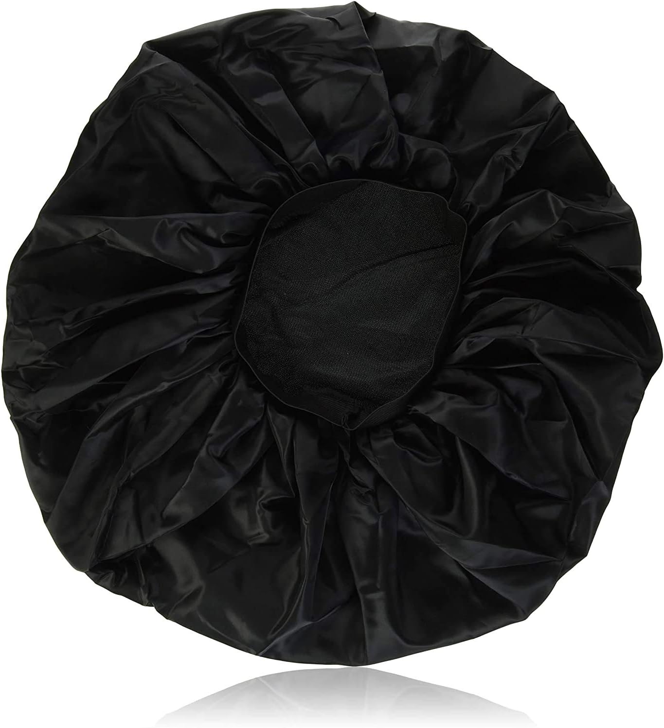 Annie - Ms. Remi Silky Satin Double Cotton Lined Day and Night Cap with Comfort Elastic Band (Extra Jumbo, Black)