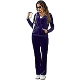 Marvmys Velour Tracksuit Womens 2 Piece Outfits Velvet Sweatsuit Jogging Suit Full Zip Up Hoodie and Sweatpants Set
