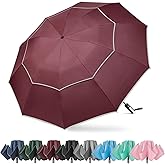G4Free 54/62 Inch Windproof Inverted Umbrella with Reflective Stripe Large Compact Reverse Golf Umbrella for Rain 10 Ribs Double Canopy Travel Umbrella Automatic Open Close