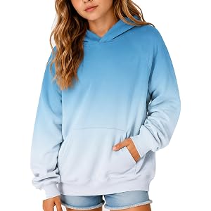 Hoodies For Teen Girls Cute Oversized Gradient Sweatshirts Long Sleeve Pullover Fall Winter Clothes Size 5-16 Years