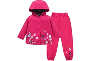 LZH Girl Baby Kid Waterproof Hooded Coat Jacket Outwear Suit Raincoat Hoodies with Pants