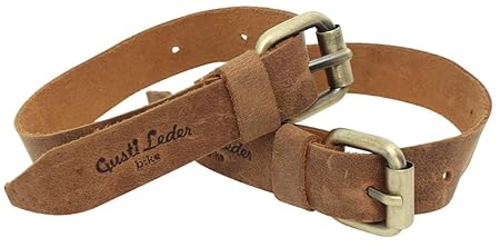 Gusti Leder Studio Hosenschoner aus Leder Tony R. 2er Set für Fahrradfahrer Kettenschutz Unisex Braun 2G35-20-5