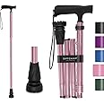 GPTCAMP G2 Walking Stick, Fold-up Walking Cane for Women and Men with Wrist Strap, Portable, Foldable, Collapsible, Lightweight and Sturdy with Comfortable T Handle