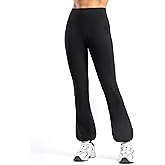 POSHDIVAH Women's Creamluxe Flare Leggings High Waisted Yoga Workout Lounge Pants Cuffed Hem Sweatpants with Pockets