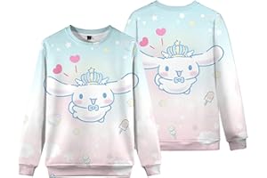 WANHONGYUE Cinnamoroll Crewneck Sweatshirts Women's Cartoon Graphic Fleece Pullover Girls Long Sleeve Sweater Shirts Tops