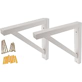 OVOV 2 Pack Wall Mount Wooden Shelf Brackets Triangle 7 Inch White | Include Mounting Screws, Decorative, Unfinished, for Shelves Support, Plank Sconce, Clapboard Bracket, Pendant Lamp, DIY