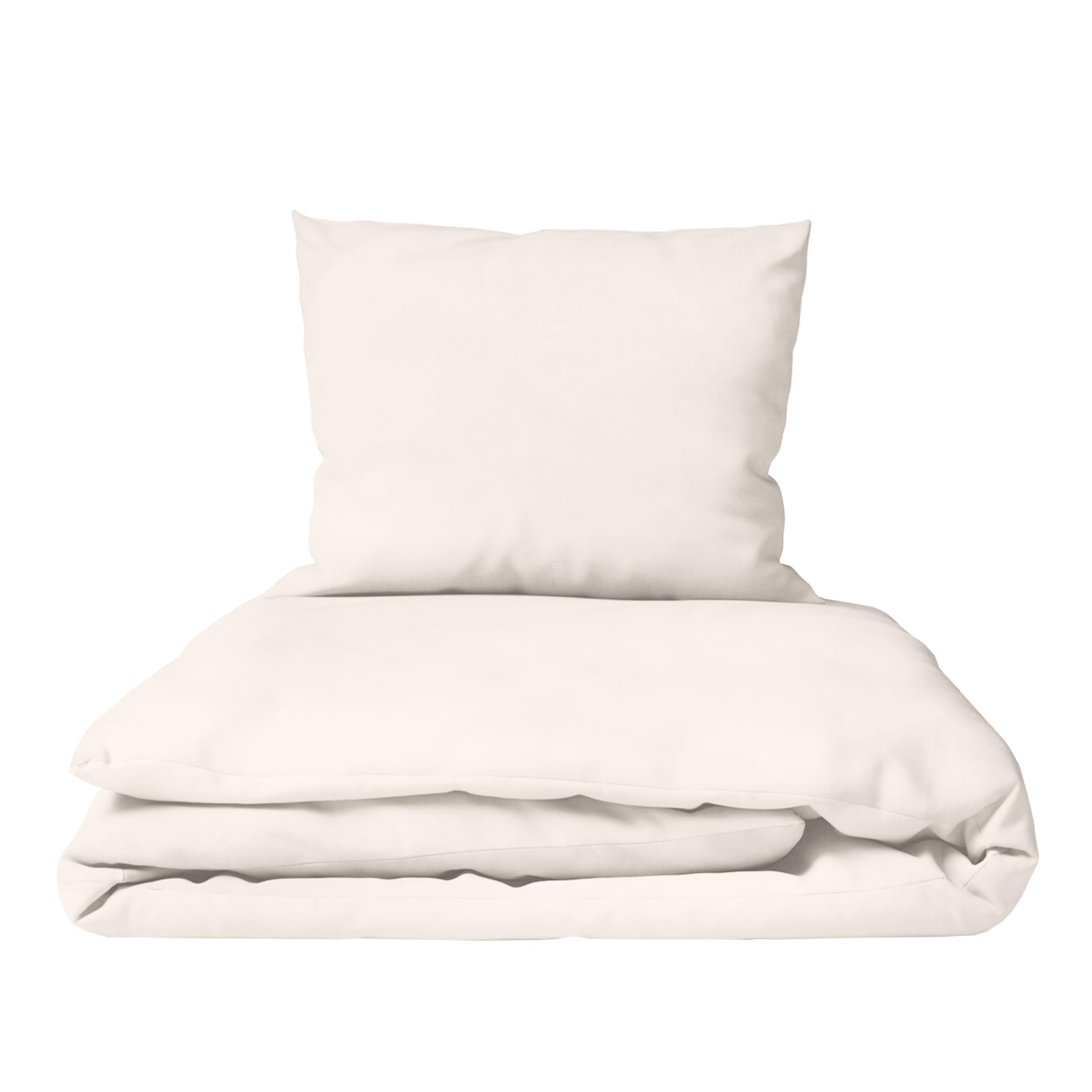 Baby Comfort 2-Piece Toddler Duvet & Pillow Set - 120x90 cm - 100% Cotton Breathable Fabric - Machine Washable Quilted Bedding for Cot Bed 12M+ (Cream)