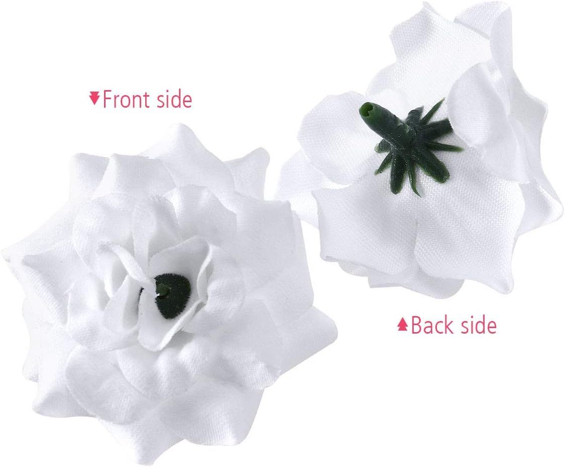 LUOEM 50Pcs Artificial White Flowers Heads Silk Rose Heads Craft Flowers for Wedding Hat Clothes Album - Image 3