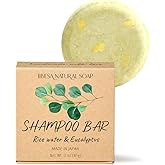 IIBESA Japanese Rice Water Shampoo Bar - Improves Scalp Health & Thickening Hair Growth - Made in Japan Organic Ingredients - Solid Shampoo Bars For All Hair Types - Essential Oils - Eucalyptus
