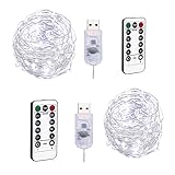BXROIU 100LEDs Micro Fairy Lights in 10M Silver Wire with USB Remote Control 8 P