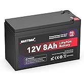 NASTIMA 12V 8Ah LiFePO4 LIthium Battery, Built-in BMS, 4000+ Deep Cycles, Perfect for Power Wheels, Kids Ride-On Cars, Lawn M