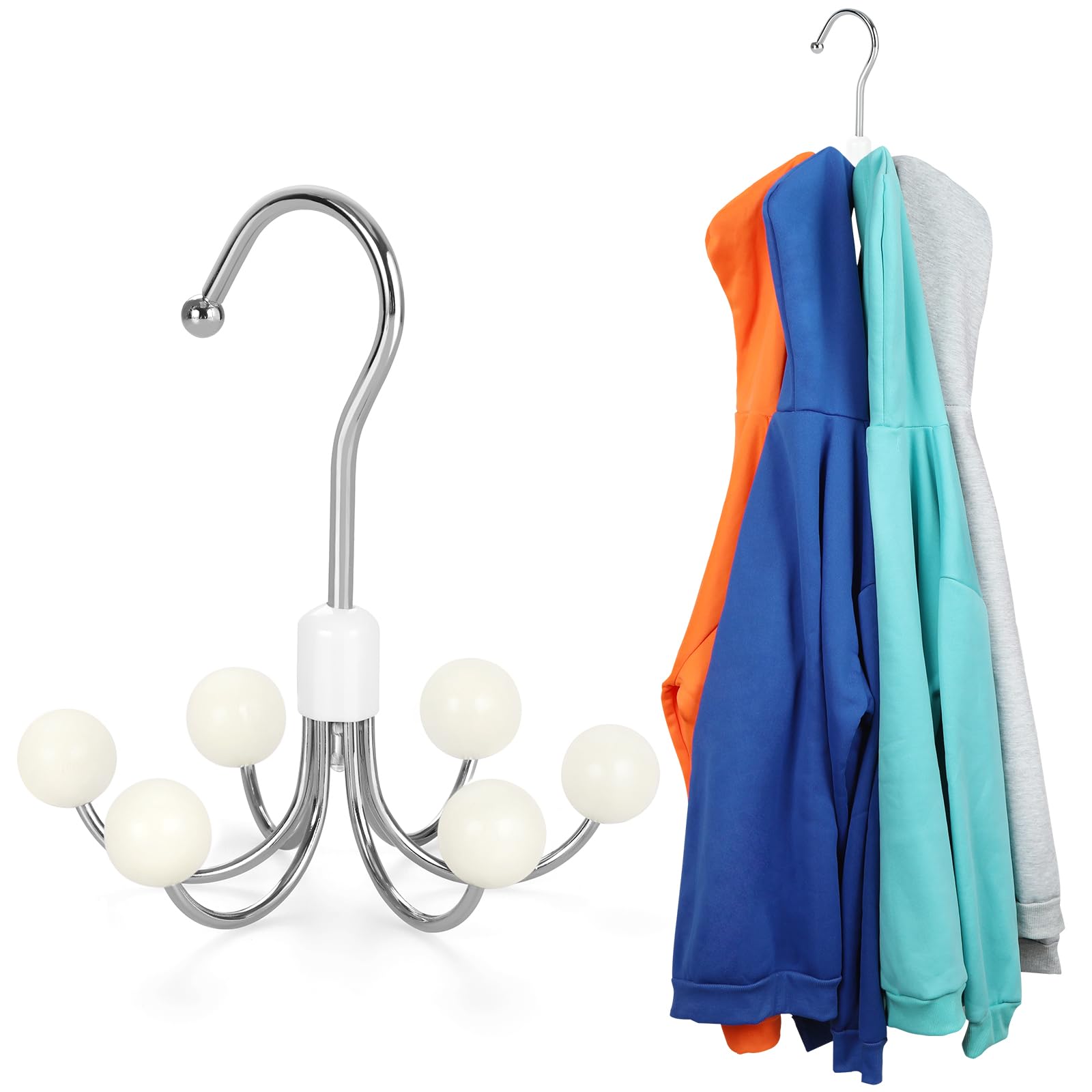 Photo 1 of TOPIA HANGER Hoodie Hangers with 6 Wood Balls, 360°Swivel Purse Hanger, Scarf Hanger, Closet Hooks, Handbag Organizer, Bra Hanger, Accessory Organizers for Scarf, Tanktop, Hat, Hoodie CT56W
