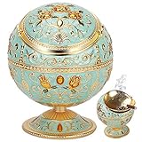 HOONAO Windproof Ashtray with Lids Metal Portable Cigarette Ashtray for Outdoors and Indoors Use, Hand Stamped Pattern Classic Gift for Lady and Gentlemen (Light Jade Green)