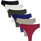 Amwounu High Waisted Cotton Thongs Underwear For Women Breathable Sport Athletics Panties High Rise Plus Size Multipack