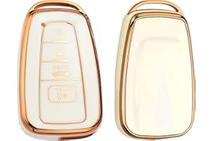 Cacacar for Toyota Camry RAV4 Key Fob Cover,for Highlander Corolla Avalon C-HR Prius GT86 Key Fob Case Premium Soft TPU 360 Degree Protector Key Holder,Ivory