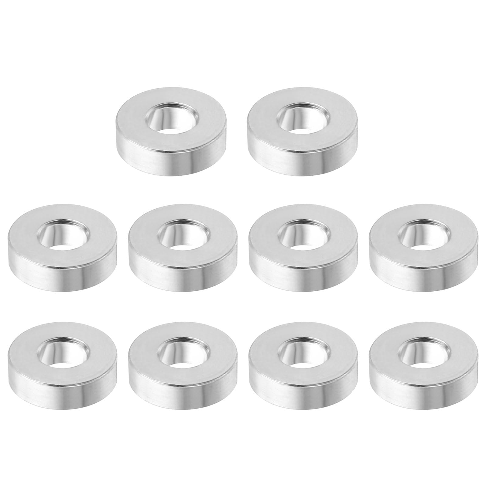 PATIKIL M4 Aluminum Spacers, 10 Pcs Metal Spacer Aluminum 4.2mm ID x 10mm OD x 3mm L Aluminum Spacer Screw Standoff Round for 5/32inch or M4 Screw Bolts