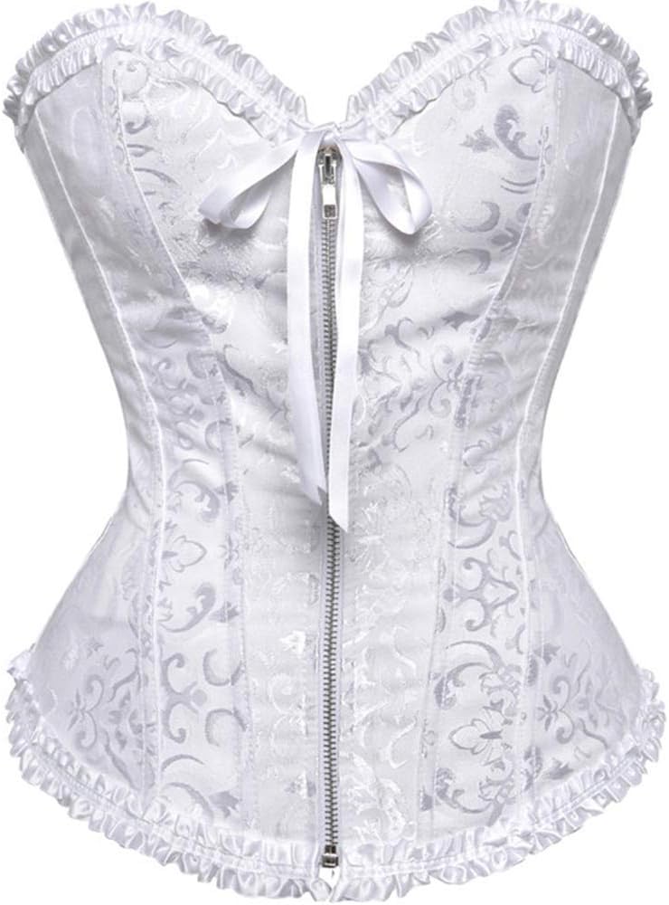 Corset Top Bustier Lingerie for Women Zipper Front Flower Sexy Burlesque Vintage