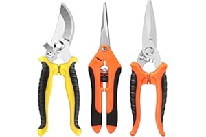 VIADOM 3-Pack Pruning Shears, Stainless Steel Garden Shears, Pruning Snips, Sharp Gardening Scissors, Bypass & Straight Blade Garden Clippers for Plants, Flowers, Fruits Trees, Gardening Gifts for Women Men