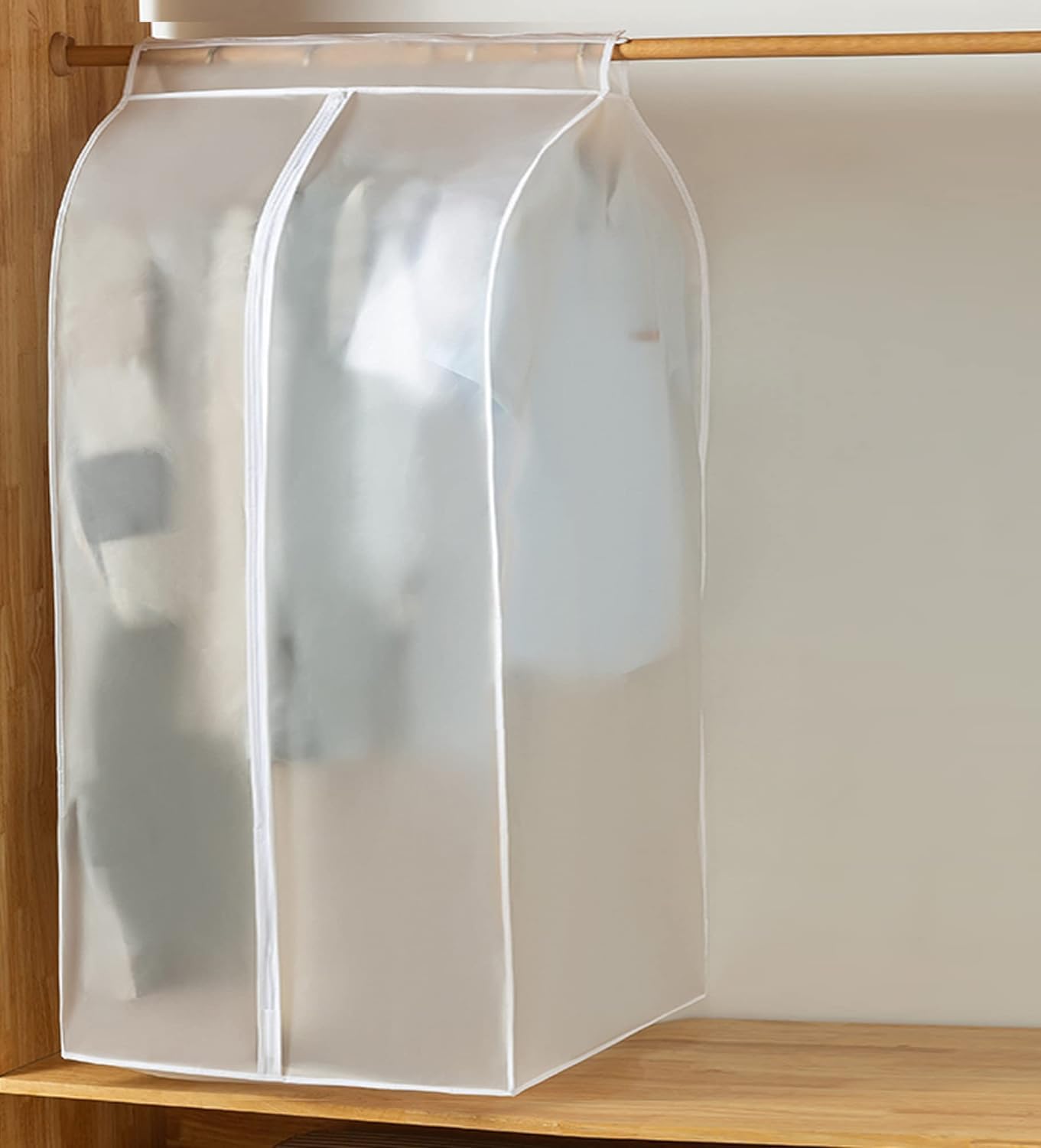 QH7 Garment Clothes Dustproof Clothes Rail Cover, Transparent Clothes Garment Rail Cover 80 * 50 * 120 CM PEVA Dustproof Wardrobe Hanging Protector Rack Organizer with Full Zipper and Magic Tape