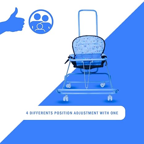 GoodLuck Baybee Baby Round Walker Cum Rocker | Kids Hanging Walker Foldable Kids Walker with Parent Control Push Bar Suitable for Boys and Girls 6-18 Months - (Blue)