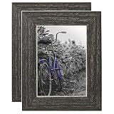Americanflat 2 Pack - 5x7 Barnwood Rustic Style Picture Frames - Built-in Easels - Wall Display - Tabletop Display