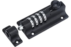 Holigie Combination Sliding Bolt Lock, Gate Lock 4 Digit Metal Theft Proof with Black Finish, Closet Door Lock for Gates Fili