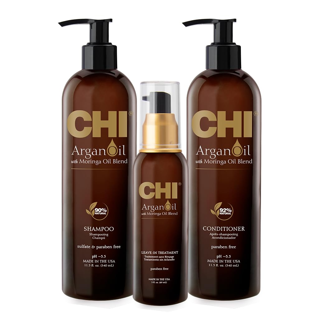 Photo 1 of CHI Argan Oil plus Moringa Oil Luxe Trio Kit with Shampoo, Conditioner and Moringa Oil (Set of 3), 11 fl. oz.