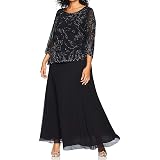 Plus Size Long Beaded Cowl Neck Dress – Handmade, Special Occasion, 60'' Length