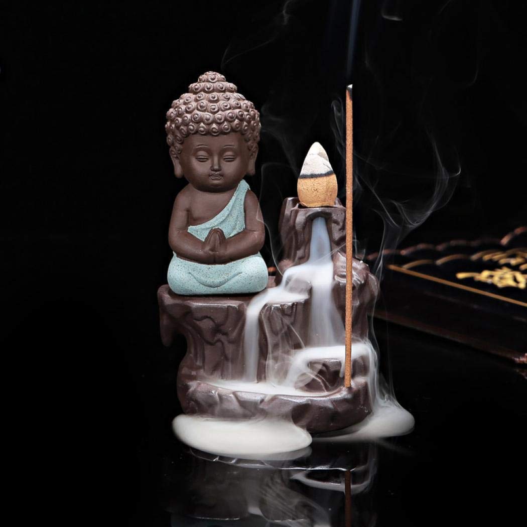 Backflow Incense Burner with 20pcs Cone, Home Ceramic Holder Burner (Light green)