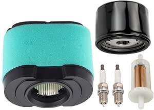 Filtre à Huile + Filtre à Air + Bougies Pour Tondeuse à Gazon – Compatible Moteur Briggs Stratton V-Twin 16-27HP – Références 792105, 696854, Etc.