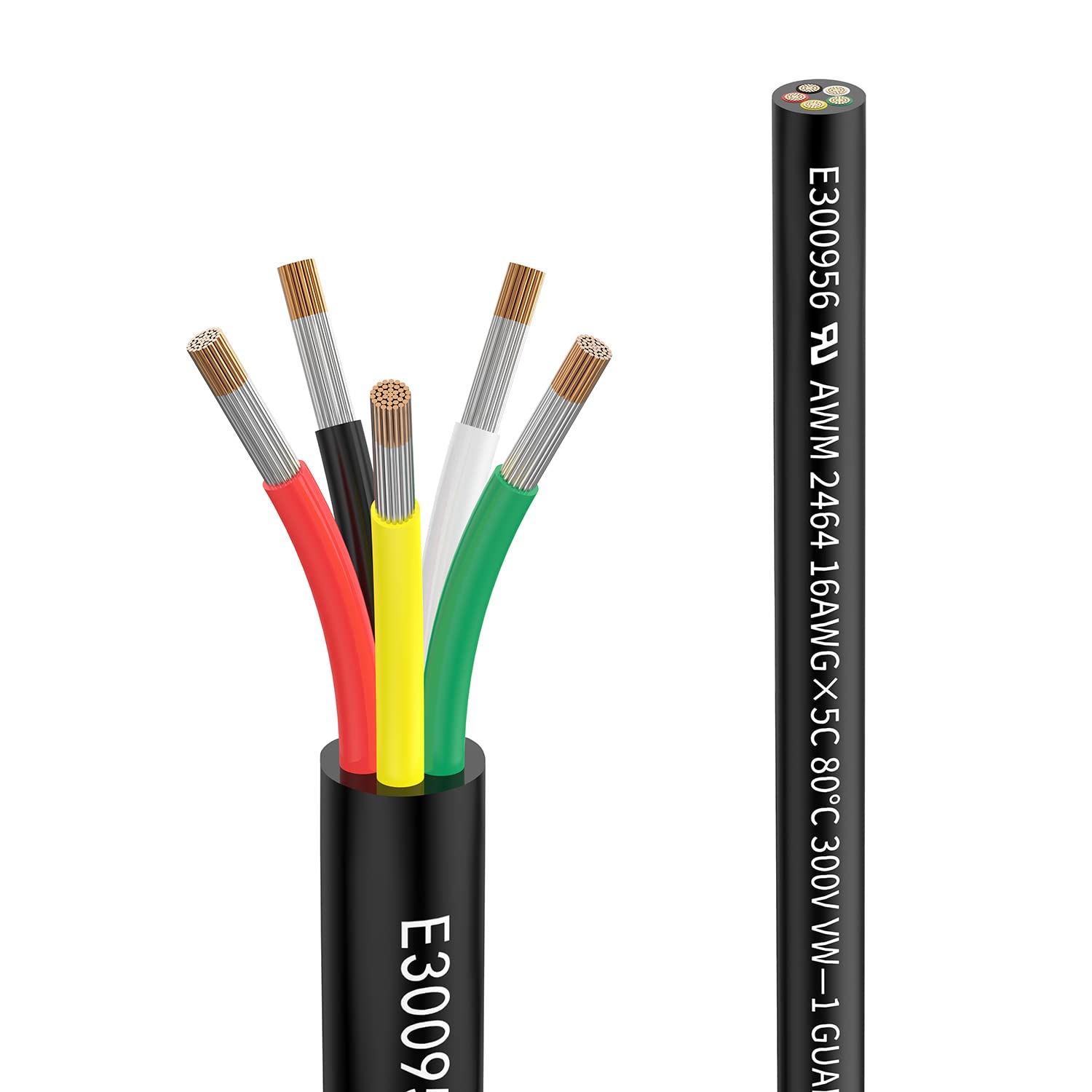 Matugajp 16awg 5×1.3mm² Electrical wire 5 Conductor Extension Cable 6.56ft/2Meters UL2464 DC 5V/12V/24V/300V 16 Gauge oxygen free Stranded Tinned Copper wire