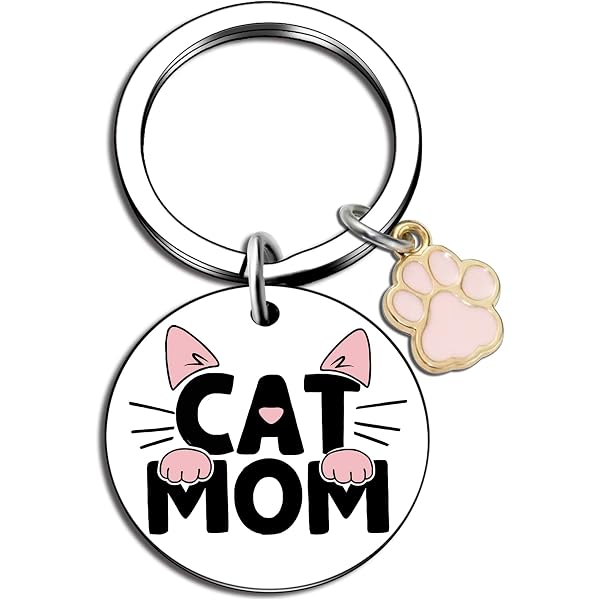 thumbnail interactive-video image 1 of Cat Mom Keychain Gift - Ideal For Mother's Day, Anniversaries 1 of 10