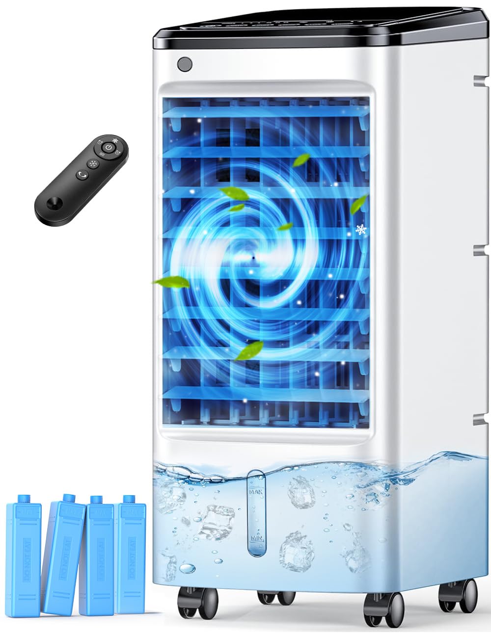 Photo 1 of FANCOLE Windowless Portable Air Conditioners with 4 Ice Packs, 12H Smart Timer for Auto-off, 26Ft Remote, Top Fill Dual Tank, 3Speeds Evaporative Air Cooler, 70°Auto Swing Swamp Cooler Air Conditioner
