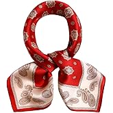 ANDANTINO 100% Pure Mulberry Silk Small Square Scarves -21'' x 21''- Digital Printed Neckerchief –Women Men Lightweight Scarf