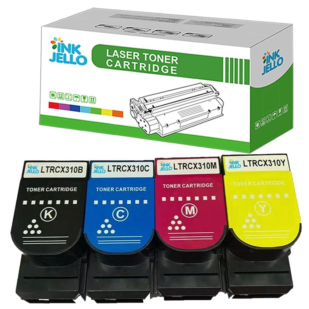 InkJello Toner Cartridge For Printer, Compatibile with Lexmark CX310dn CX310n CX410de CX410dte CX410e CX510de CX510dhe CX510dthe 802K/C/M/Y (Black/Cyan/Magenta/Yellow, 4-Pack)