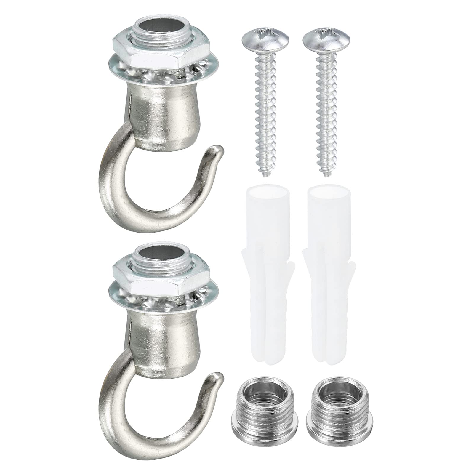 PATIKIL 37mmx23mm Ceiling Hook, 2 Pack Screw Hooks Light Fixtures Accessory for Hanging Plants, Crystal Chandeliers, Candle Chandeliers, Bar Lights, Lanterns, Nickel Tone