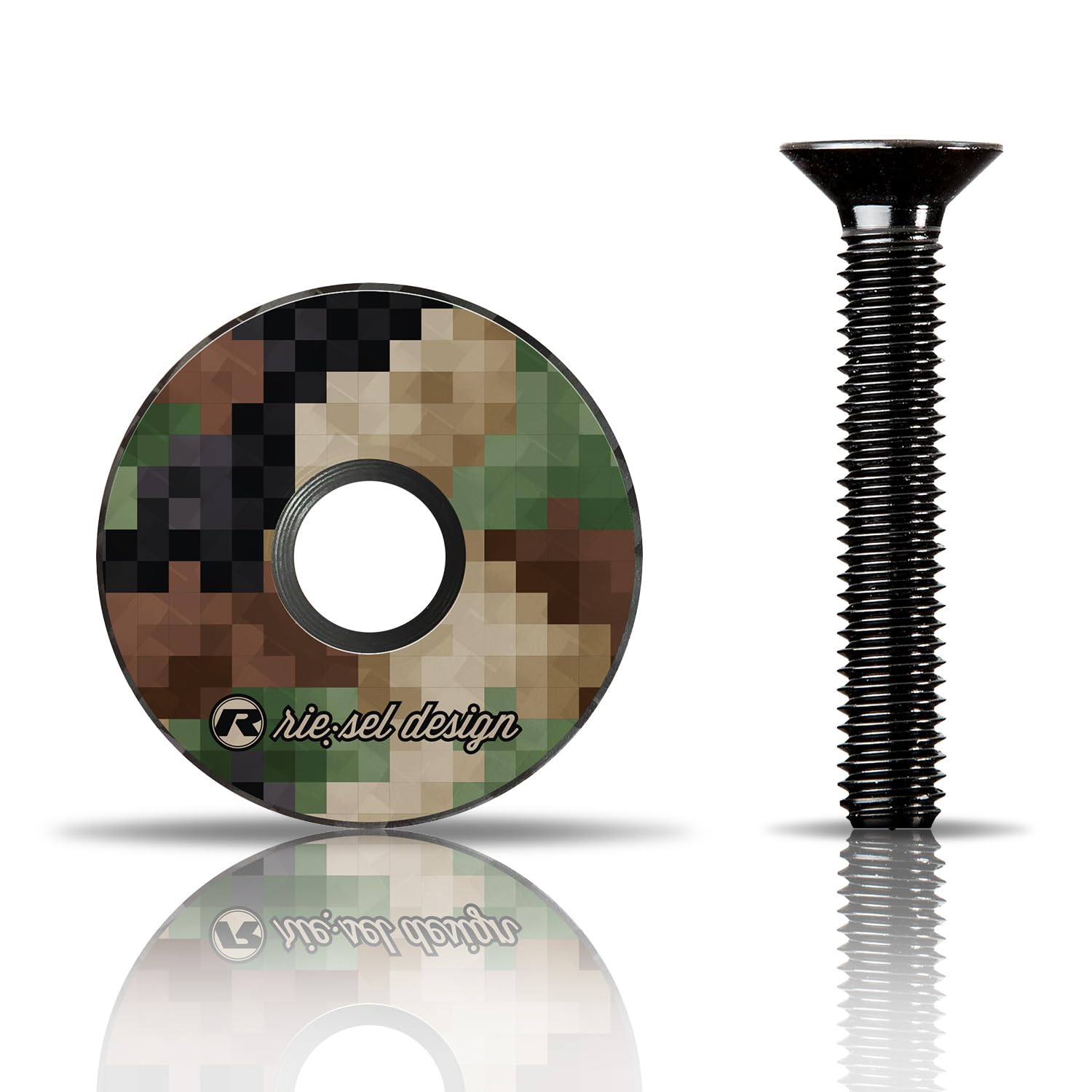 Riesel Design Carbon Head Cap with Aluminum Screw for Racing Bike Gravel Cyclocross MTB/Stem and Headset Cap for All Fork Rods, Stem 1 1/8 Inch