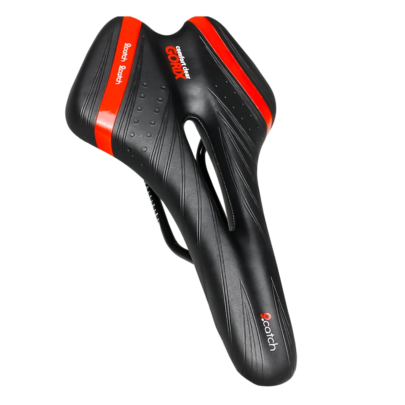 GORIX Comfortable Cushion Bike Saddle with Rail Mountain Road Bike for Men and Women (A6-1) (Black × Red)