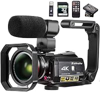 Video Camera 4K Camcorder ZOHULU WiFi Ultra HD Vlog Camera for YouTube, 3.1'' IPS Screen 30X Digital Zoom Night Vision Video Recorder with Microphone, Wide Lens, Lens Hood, 32GB SD Card, 2 Batteries