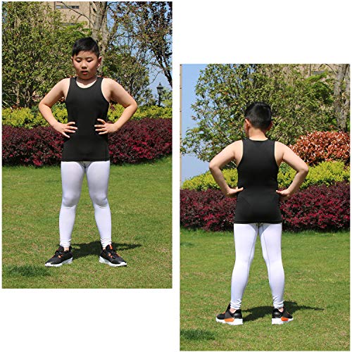 Youth Boys' Compression Vest Athletic Sleeveless Undershirt Cool Dry Tank Top - Thumbnail 2