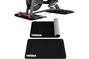 TRINKA 2PCS Exercise Bike Mat for Carpet & Hardwood Floors, Non-Slip Workout Mat for Bike Trainer Compatible with Stationary Spin Bike, Concept 2 Rowing Machine