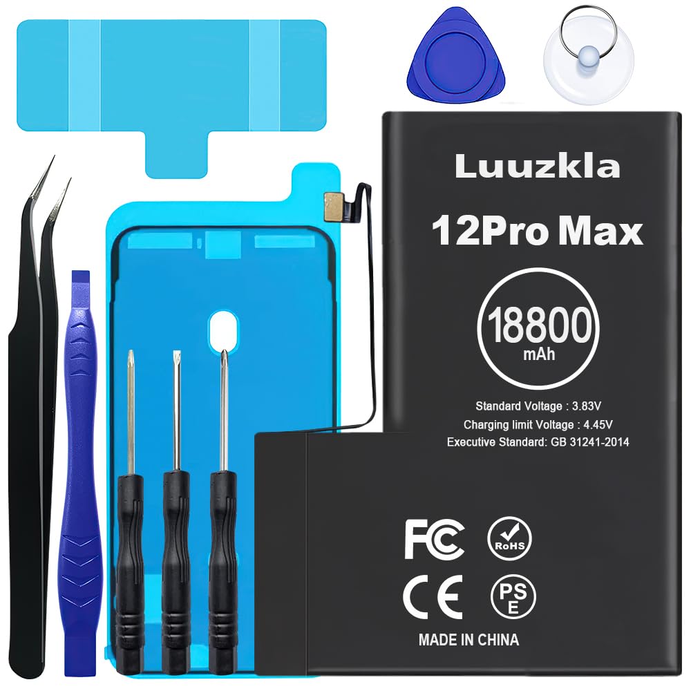 Luuzkla 18800mAh (2025 New Upgrade) Battery Compatible with iPhone 12 Pro Max, Super Capacity Battery Replacement Compatible with iPhone 12 Pro Max, with Full Tool Kits-0 Cycle-24 Months Service