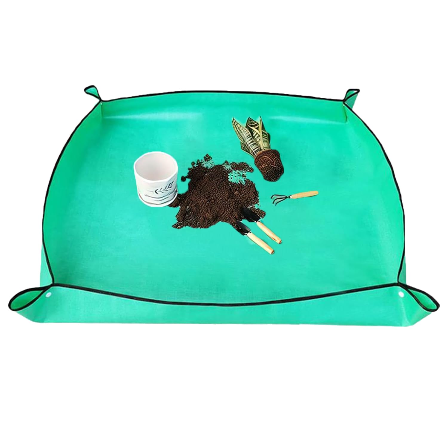 Foldable Waterproof Gardening Mat - Portable Replanting Tray for Indoor/Outdoor Plants, Multi-Purpose Botanist Tool with Drainage Design for Plant Enthusiasts, Green