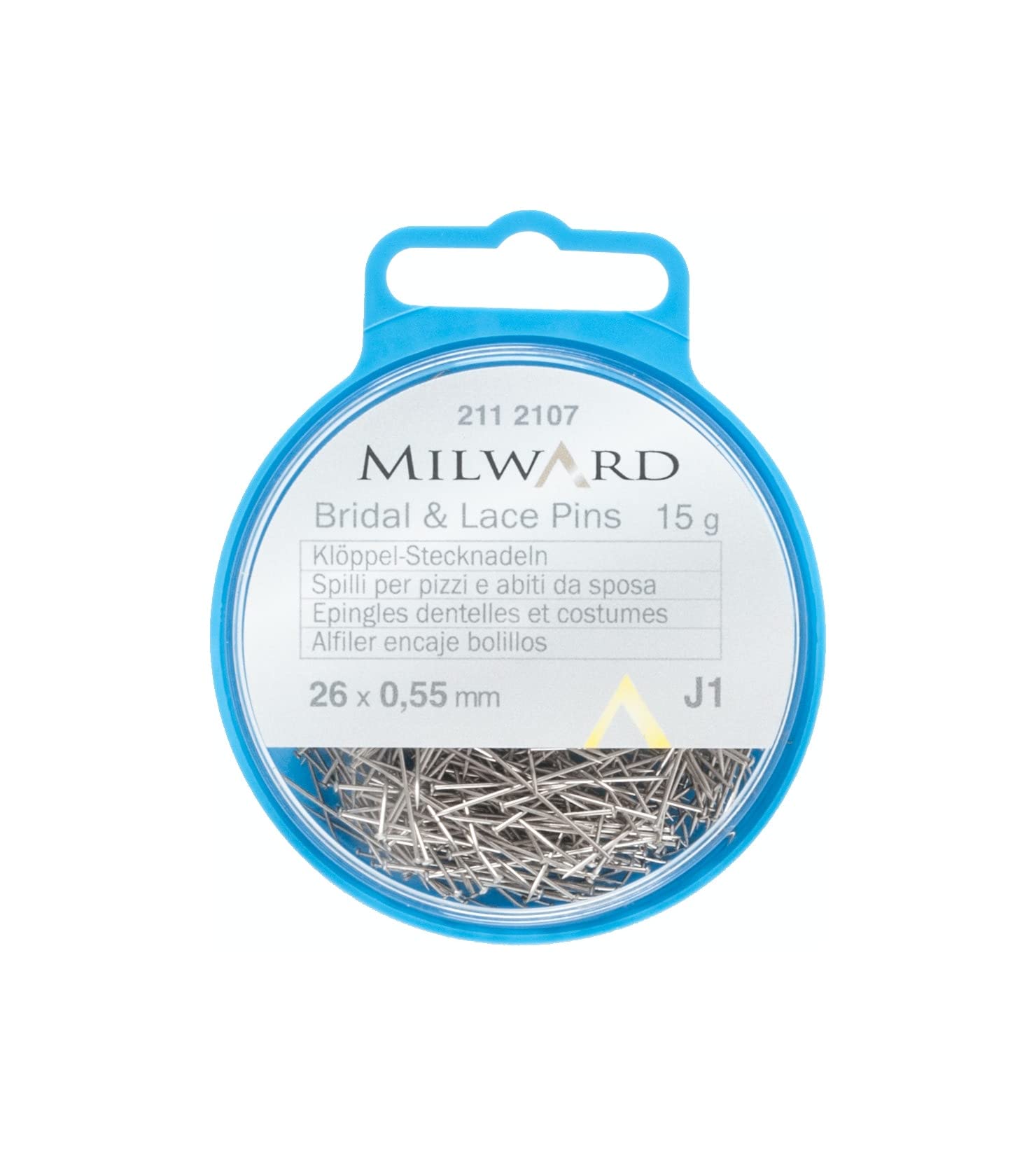 MILWARD Bridal/Lace Straight Sewing Pins Compact, Mild Steel, Silver, 26mm, 15g