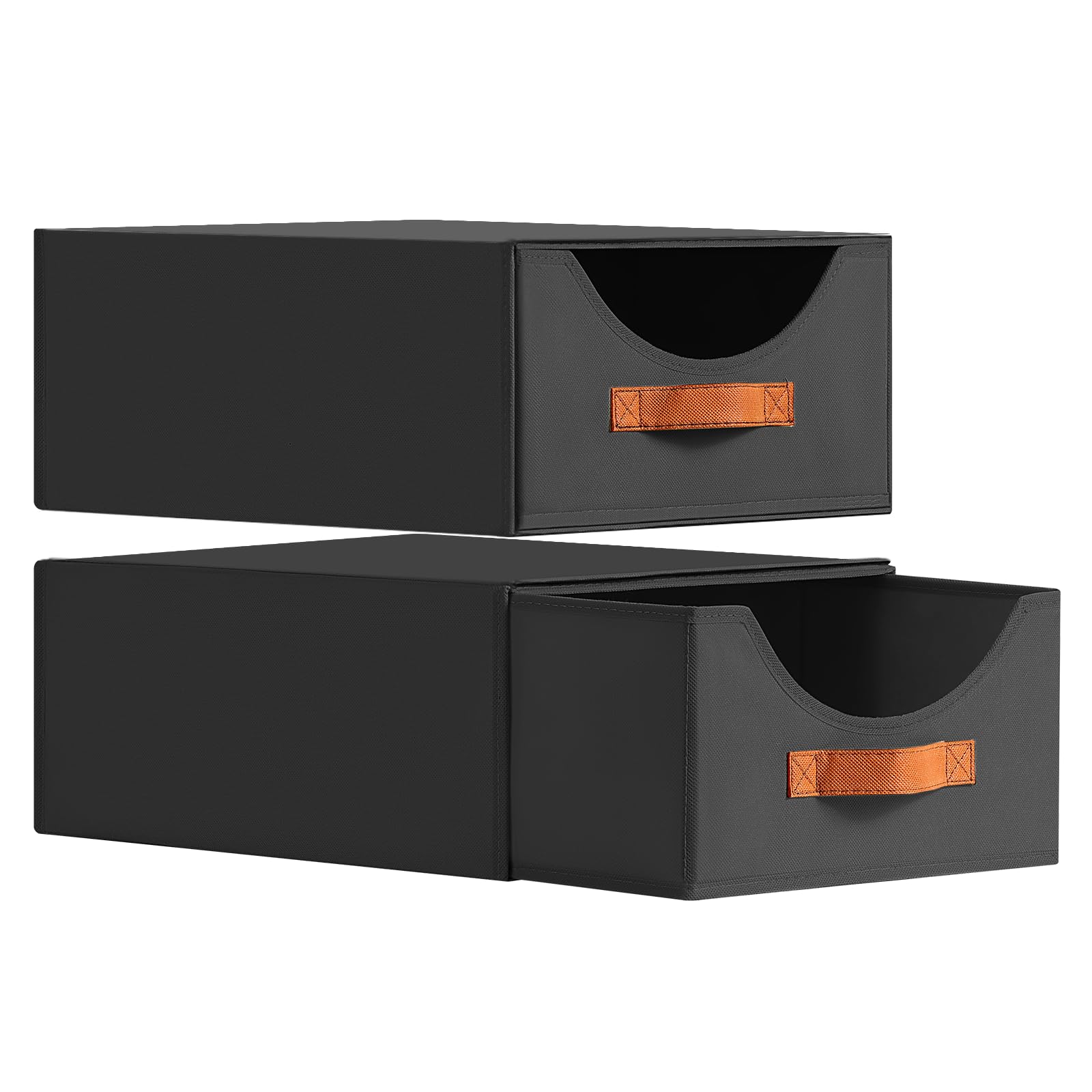 Photo 1 of Homsorout Closet Organizers and Storage - Large Stackable Storage Bins with Drawer, Fabric Bins for Organization, Collapsible Drawer Organizer Clothes for Bedroom, Living Room, 2 Pack, Black