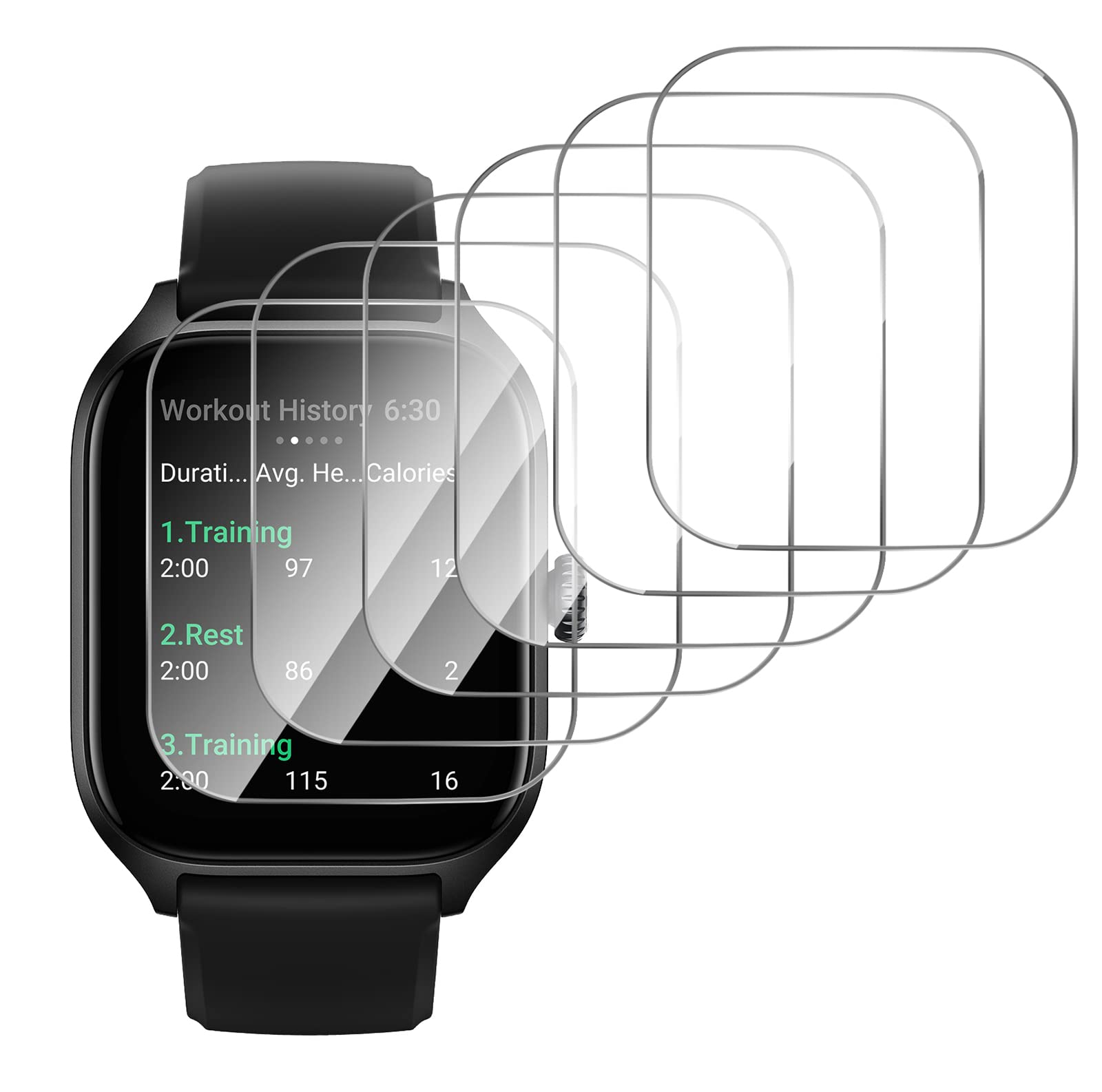 GIOPUEY Screen Protector for Amazfit GTS 4, [6 Packs] Flexible TPU Screen Protective Film, [Anti-Bubble] [Wear-resistant] - Transparent